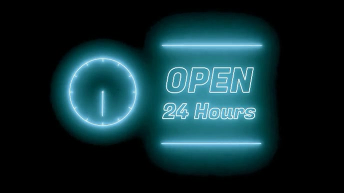 Black Neon Open 24 Hours  Digital Display (16:9) template