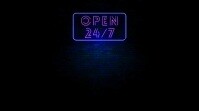 Black Neon Open 24 Hours Neon Video  Digital Display (16:9) template