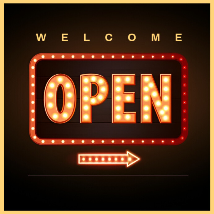 Black Neon Open Sign Square (1:1) template