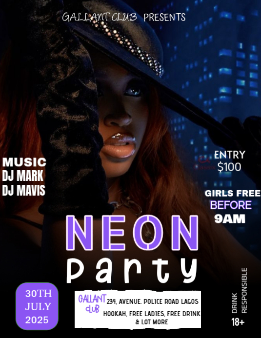 Copy of Black Neon Party Flyer | PosterMyWall