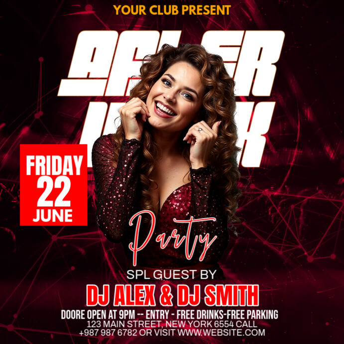 Black Neon Party Flyer Instagram Post template