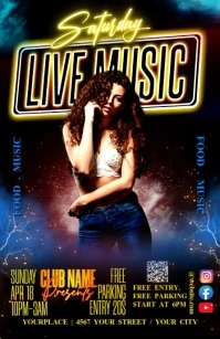 Black Neon Party Half Page Wide template