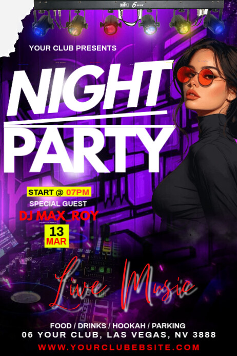 Black Neon Party Night Poster Template | PosterMyWall