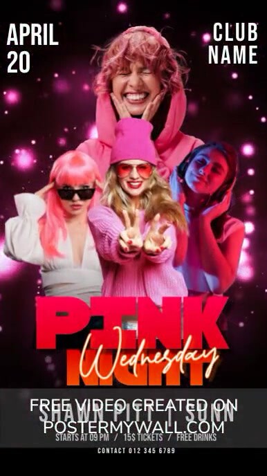 Black Neon Pink Wednesday Party Video Instagr Instagram Reel template