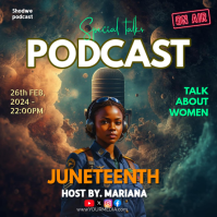Black Neon Podcast Promotion Square template
