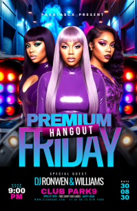 Black Neon Premium Friday Club Party Event Tabloid template