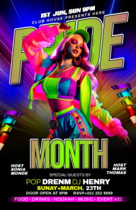 Black Neon Pride Month Club Event Halv side bred template