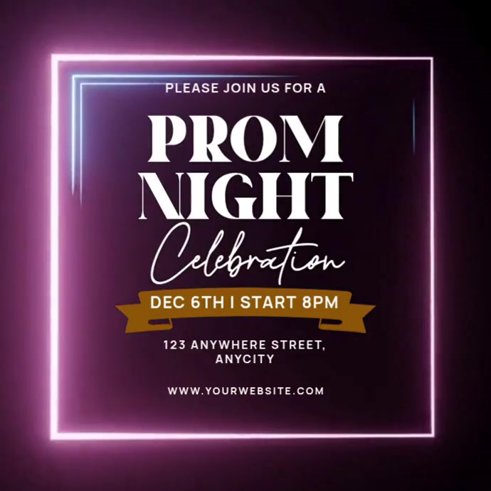 Black Neon Prom Night Celebration Pos Instagram Template | PosterMyWall