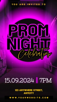 Black Neon Prom Night Tampilan Digital (9:16) template
