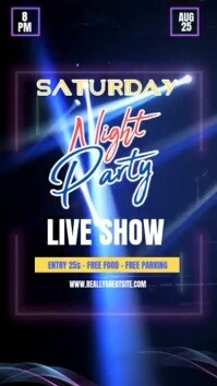 Black Neon Purple And Yellow Neon Simple Night Party Mobile Video Instagram Reel template