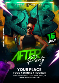 Black Neon R&B After Party A5 template