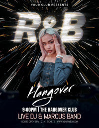 Black Neon R&B Club Event Flyer Volante (Carta US) template