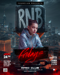 Black Neon R&B Club Event Instagram Portrait template
