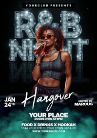 Black Neon R&B Night Event A5 template