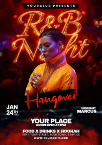 Black Neon R&B Night Event A5 template