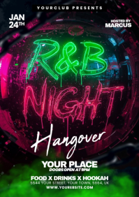 Black Neon R&B Night Event A5 template