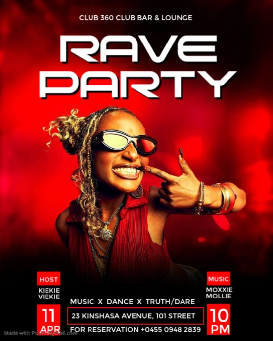 Black Neon Rave Party Instagram Portrait Template | PosterMyWall