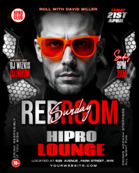 Black Neon Redroom Sunday Party Night Instagram Portrait template