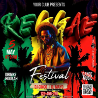 Black Neon Reggae Music Festival Square Video Cuadrado (1:1) template