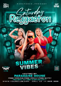 Черный Reggaeton Party A4 Template