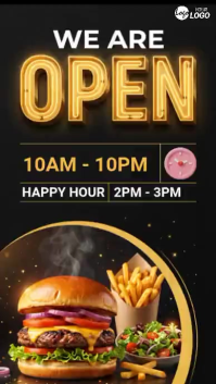 Black Neon Restaurant Promotion Instagram Story Video template