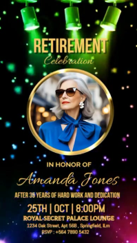 Black Retirement Celebration Invitation Digitalt display Template