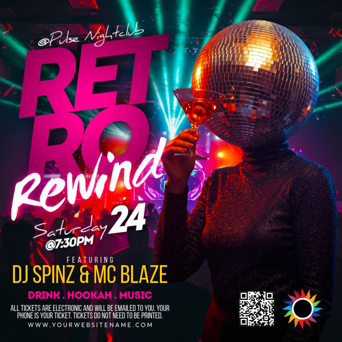 Black Neon Retro Night Instagram Post Iphosti le-Instagram template