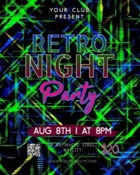 Black Neon Retro Night Party Instagram Portrait template