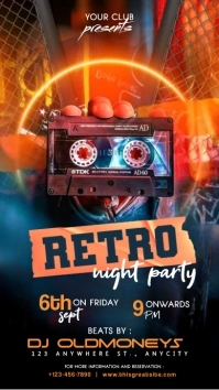 Black Neon Retro Night Party Instagram Story template