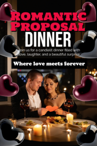 Black Neon Romantic Proposal Dinner  Poster template