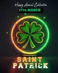 Black Neon Saint St Patrick's Day  Instagram Portrait template