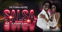 Black Neon Salsa Dance Party Facebook Shared Image template