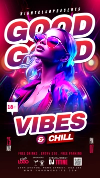 Black Neon Saturday Good Vibes Night Party Flyer Instagram Story template