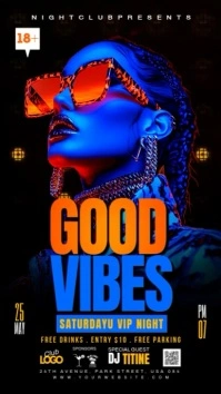Black Neon Saturday Good Vibes Party Instagram Reel template