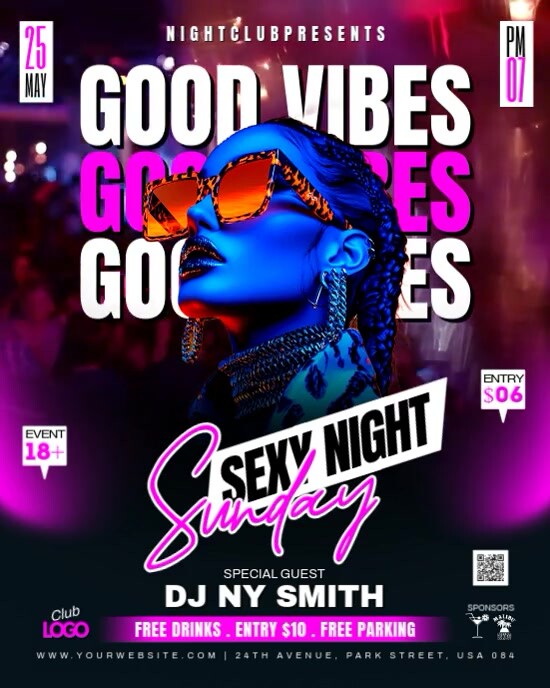 Black Neon Saturday Good Vibes Party Instagram Portrait template