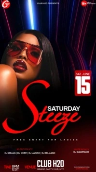 Black Neon Saturday Neon Party Fever Digital Display (9:16) template