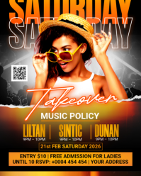 Black Neon Saturday Night Club Party Instagram Portrait template