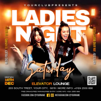 Black Neon Saturday Night Club Party Square (1:1) template