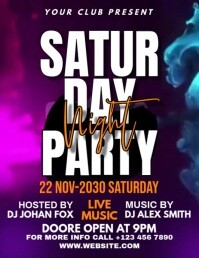 Black Neon Saturday Night Party Flyer (us Letter) template