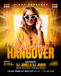 Black Neon Saturday Night Party Instagram Portrait template