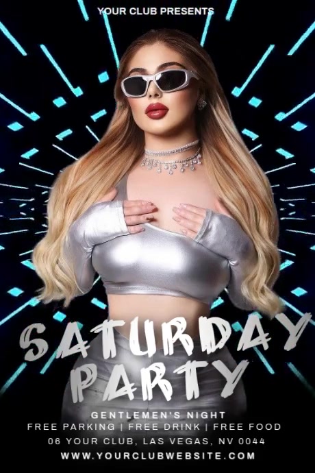 Black Neon Saturday Party Poster Plakkaat template