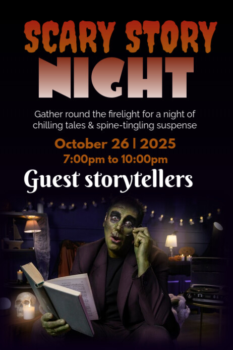Black Neon Scary Story Night Poster Iphosta template