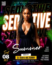 Black Neon Seductive Summer Sexy Ladies Dj Night Club Disco Party Flyer Template  Instagram Portrait