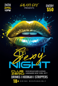 Black Neon Sexy Night Party Poster template