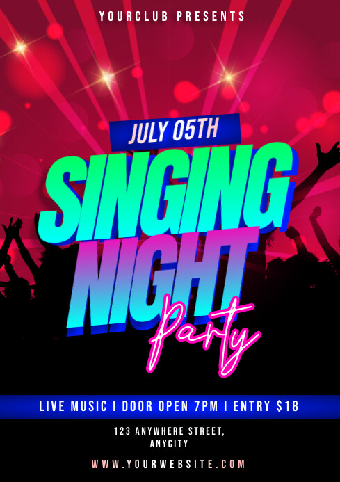 Copy of Black Neon Singing Night Party A4 | PosterMyWall