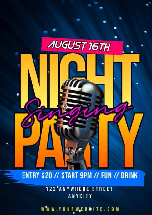Copy of Black Neon Singing Night Party A4 | PosterMyWall