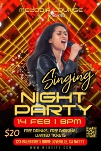 Black Neon Singing Night Party Poster template