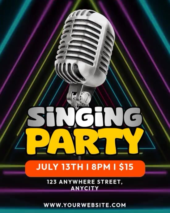 Black Neon Singing Party Instagram Portrait template