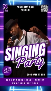 Black Neon Singing Party Reel Instagram template
