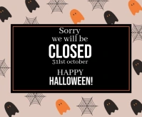 Black Neon Sorry Closed Notice Template For Happy Halloween  Medium Rectangle Persegi Panjang Sedang